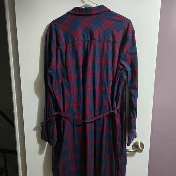Red/Blue Flannel Shirt Dress - Picture 3 of 3